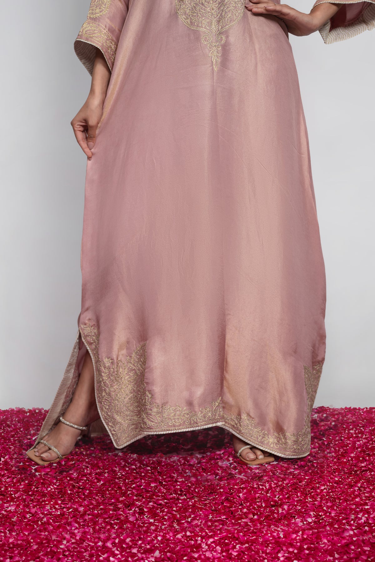 Gulshan-e-Shaam | Blush Pink Embroidered Kaftan