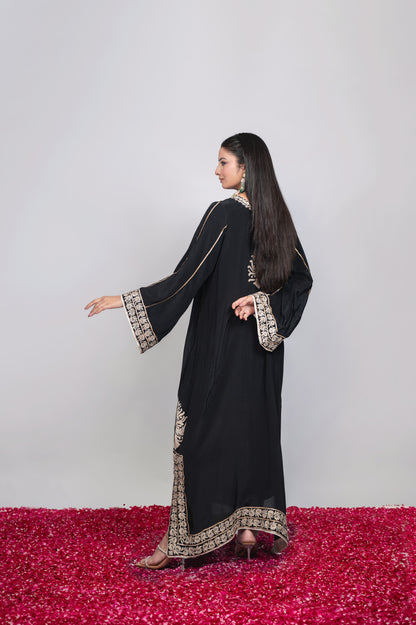 Siyah Raat | Black Night Embroidered Kaftan