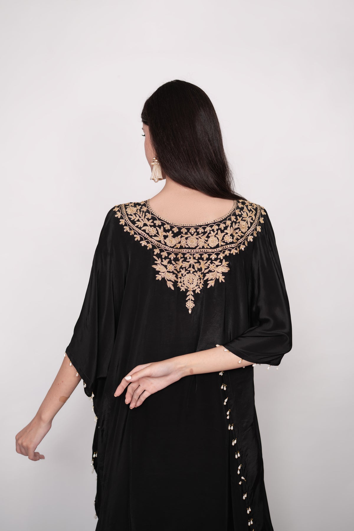 Mehfil-e-Shab | Black Embroidered Draped Skirt Set