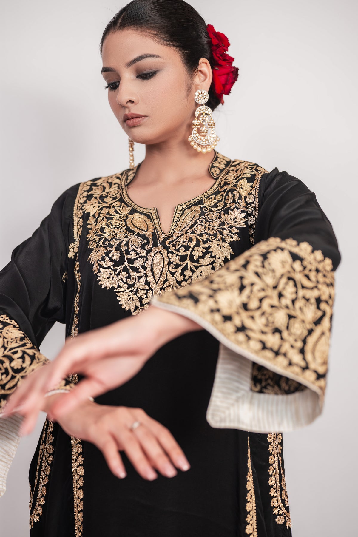 Naqsh-e-Shab |  Black Embroidered Pheran Set
