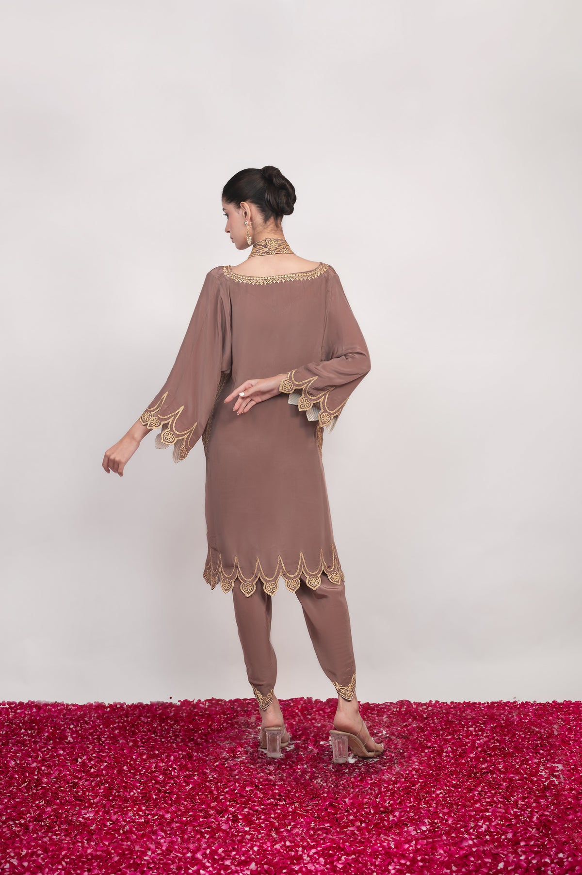 Shaam-e-Zar | Cappuccino Embroidered Pheran Set