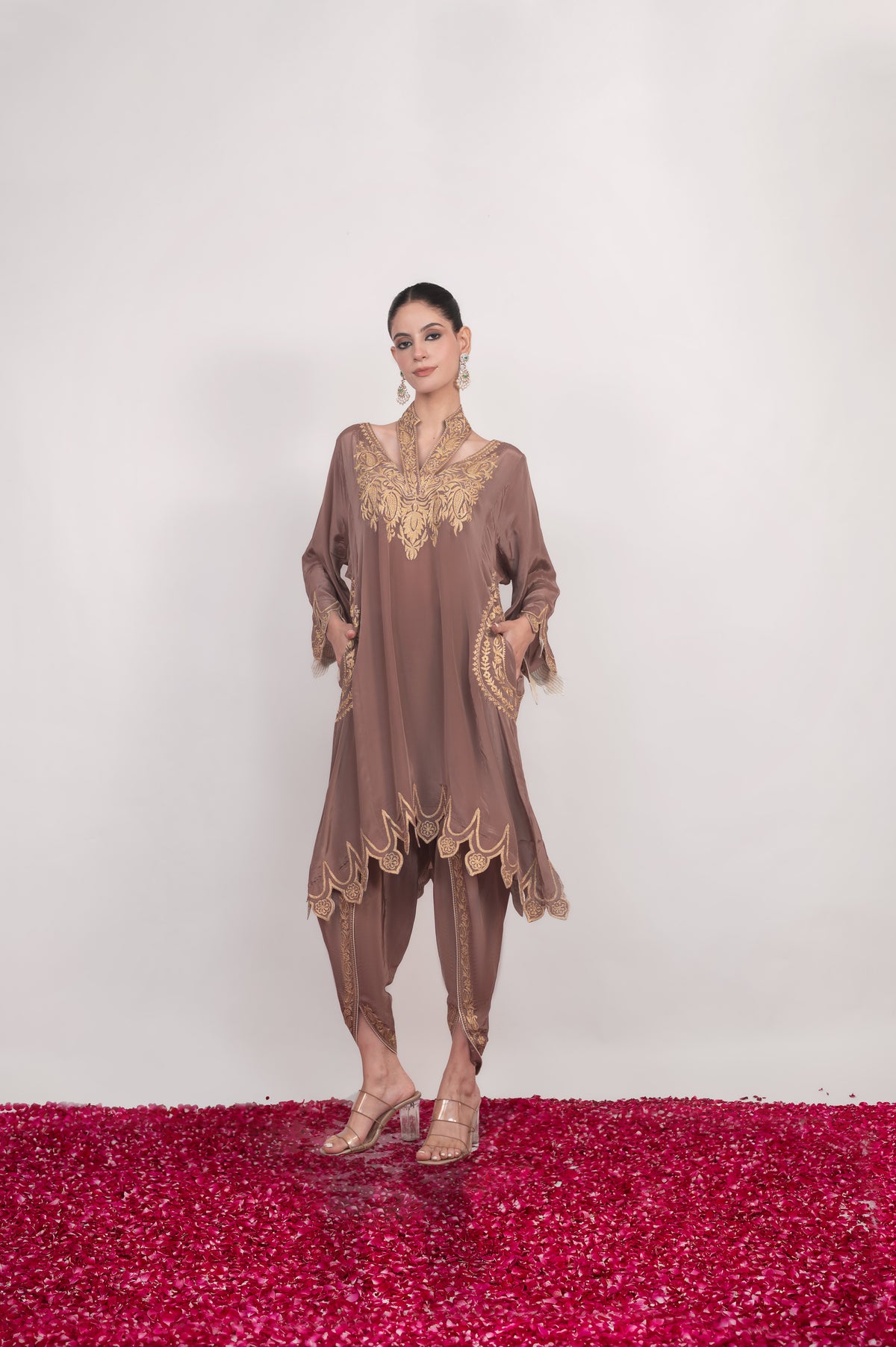 Shaam-e-Zar | Cappuccino Embroidered Pheran Set