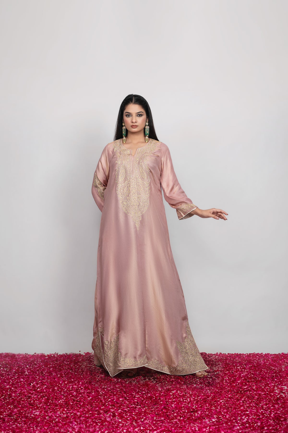 Gulshan-e-Shaam | Blush Pink Embroidered Kaftan