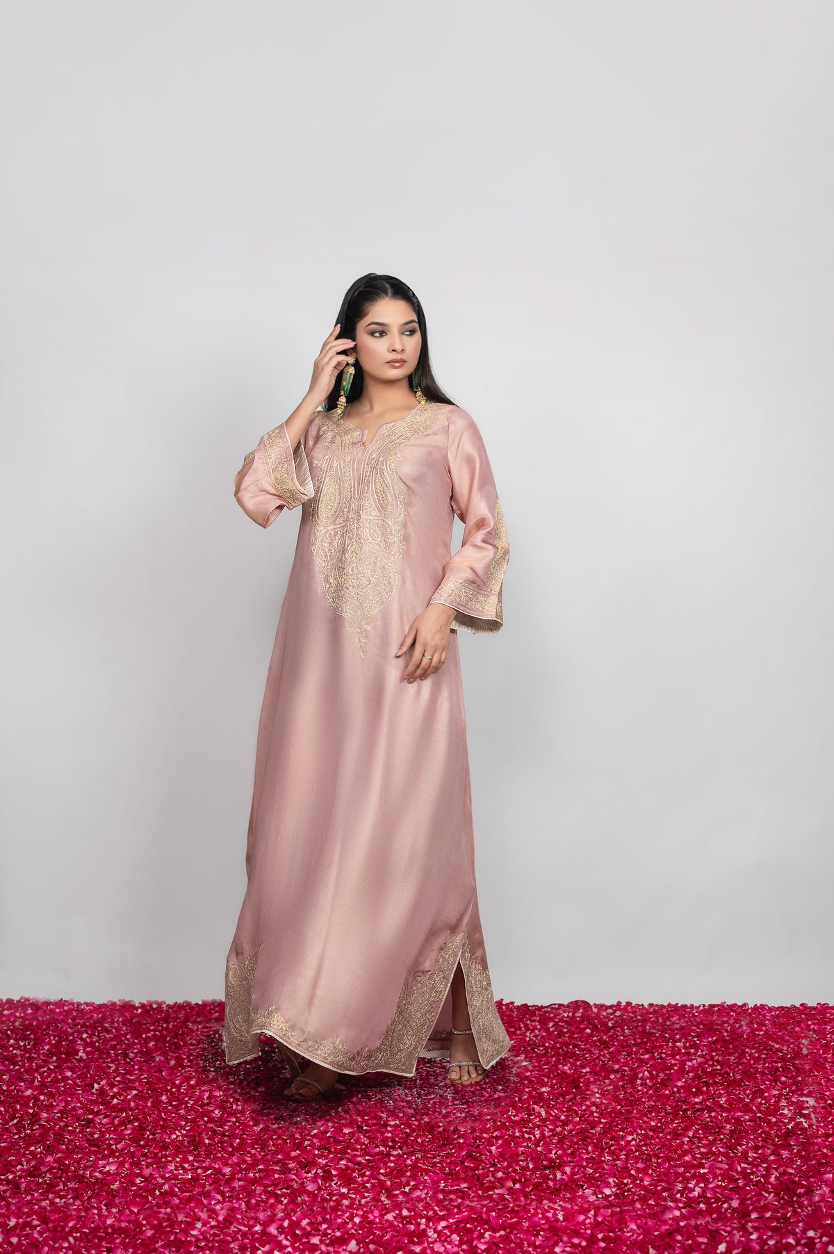 Gulshan-e-Shaam | Blush Pink Embroidered Kaftan