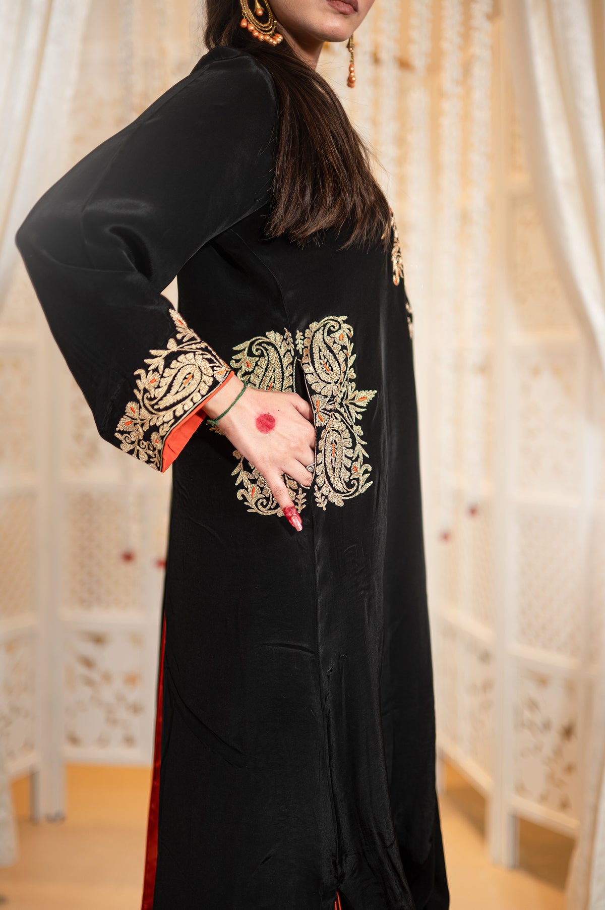 Shabnam | Black Draped Cowl Set