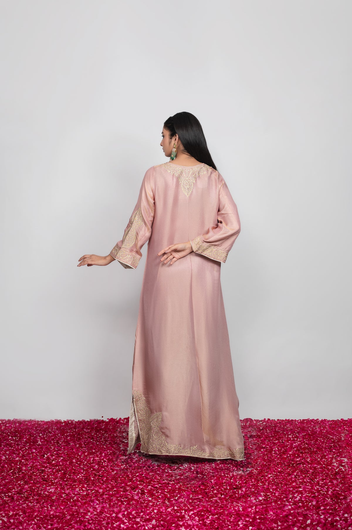 Gulshan-e-Shaam | Blush Pink Embroidered Kaftan