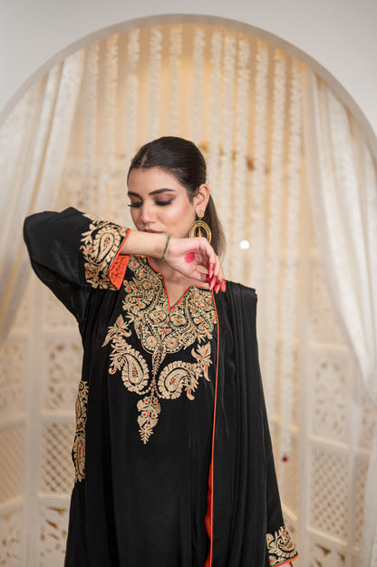 Shabnam | Black Draped Cowl Set