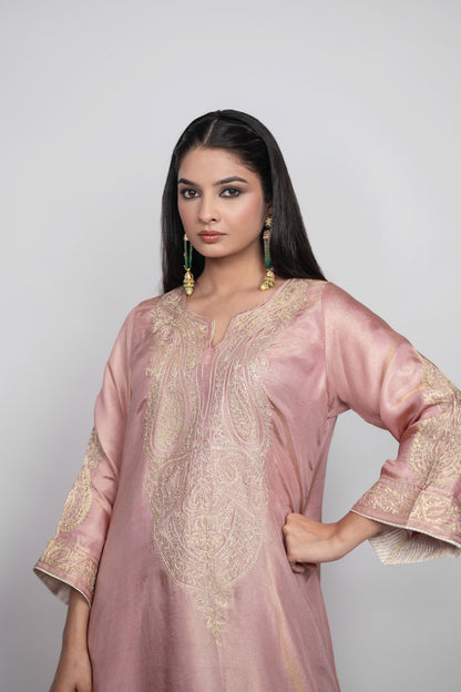 Gulshan-e-Shaam | Blush Pink Embroidered Kaftan