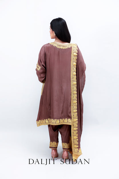 Werge Brown Crepe Tilla Suit